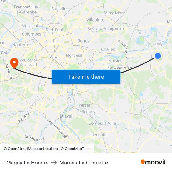 Magny-Le-Hongre to Marnes-La-Coquette map