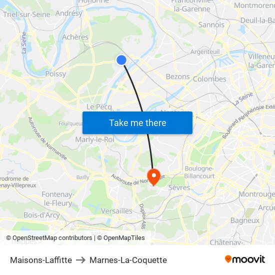 Maisons-Laffitte to Marnes-La-Coquette map