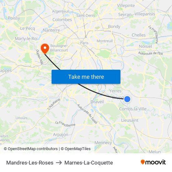 Mandres-Les-Roses to Marnes-La-Coquette map