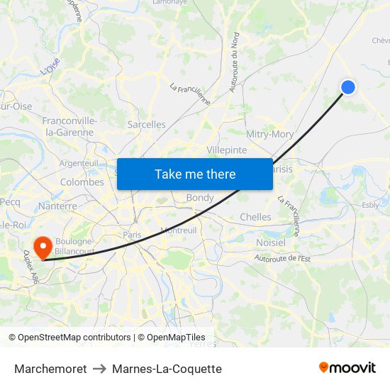 Marchemoret to Marnes-La-Coquette map
