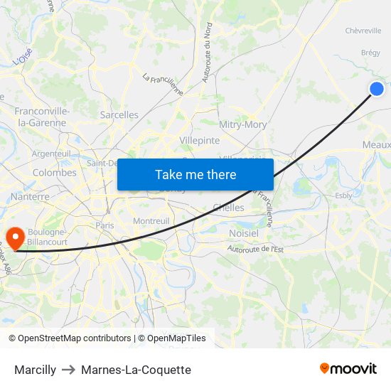 Marcilly to Marnes-La-Coquette map