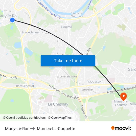 Marly-Le-Roi to Marnes-La-Coquette map
