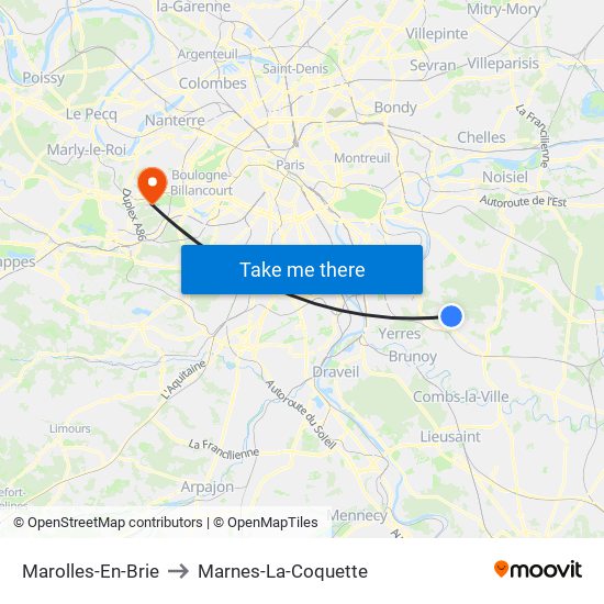 Marolles-En-Brie to Marnes-La-Coquette map