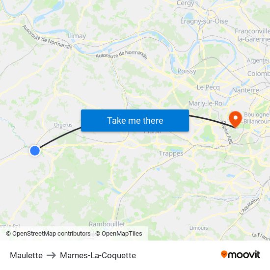 Maulette to Marnes-La-Coquette map