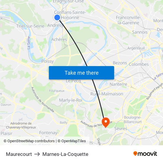 Maurecourt to Marnes-La-Coquette map