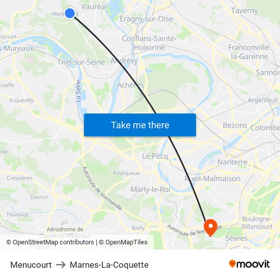 Menucourt to Marnes-La-Coquette map