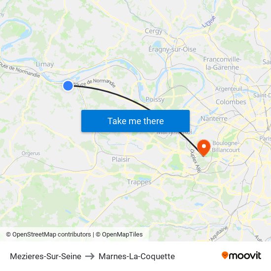 Mezieres-Sur-Seine to Marnes-La-Coquette map