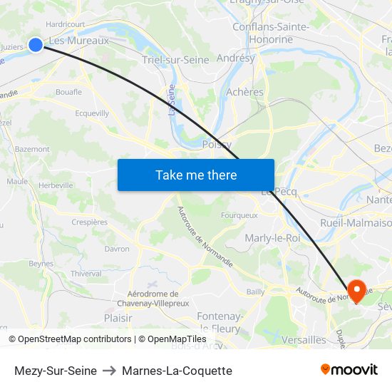 Mezy-Sur-Seine to Marnes-La-Coquette map