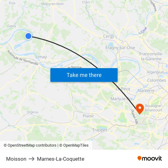 Moisson to Marnes-La-Coquette map