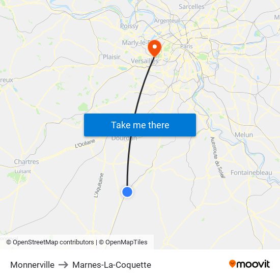 Monnerville to Marnes-La-Coquette map