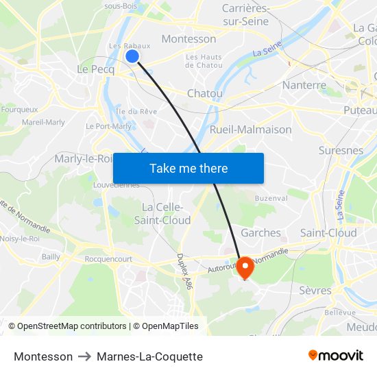 Montesson to Marnes-La-Coquette map