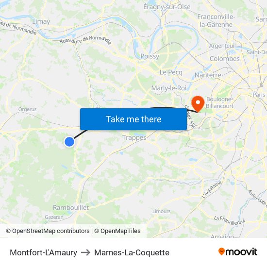 Montfort-L'Amaury to Marnes-La-Coquette map