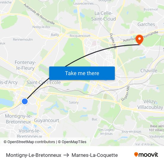 Montigny-Le-Bretonneux to Marnes-La-Coquette map