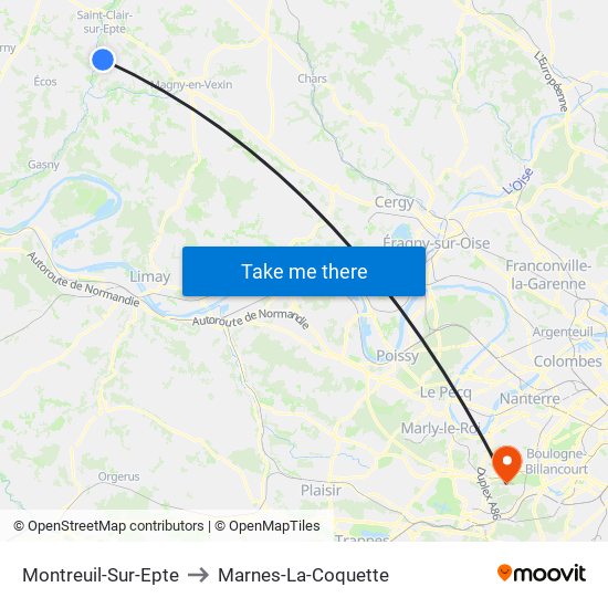 Montreuil-Sur-Epte to Marnes-La-Coquette map