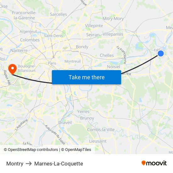 Montry to Marnes-La-Coquette map