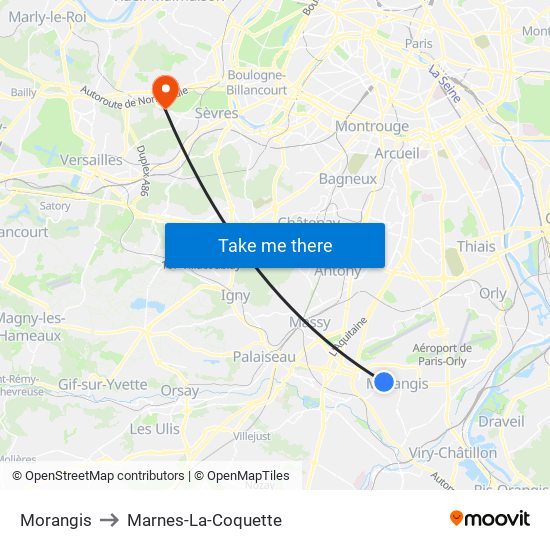 Morangis to Marnes-La-Coquette map