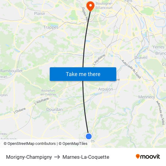 Morigny-Champigny to Marnes-La-Coquette map