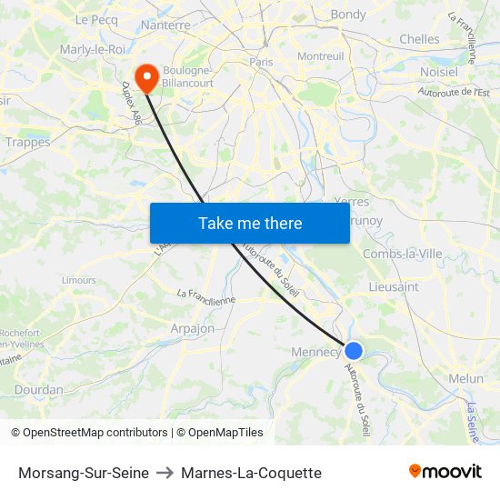 Morsang-Sur-Seine to Marnes-La-Coquette map