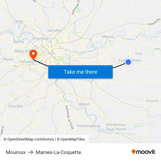 Mouroux to Marnes-La-Coquette map