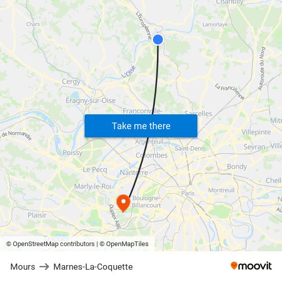Mours to Marnes-La-Coquette map