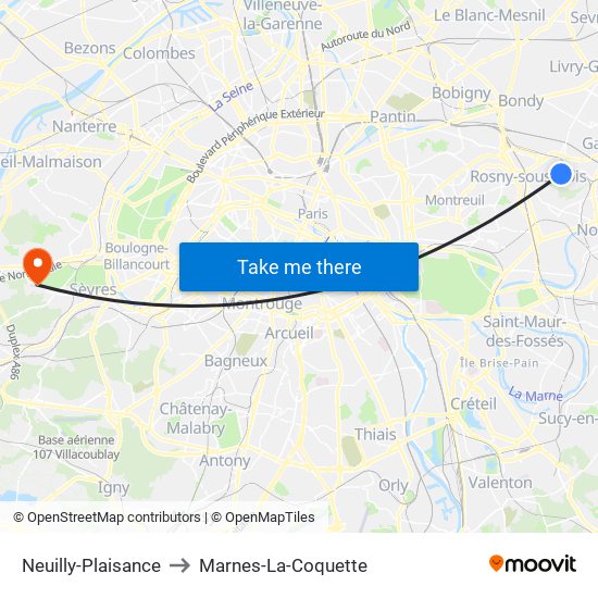 Neuilly-Plaisance to Marnes-La-Coquette map