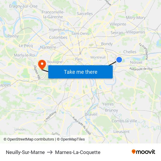Neuilly-Sur-Marne to Marnes-La-Coquette map