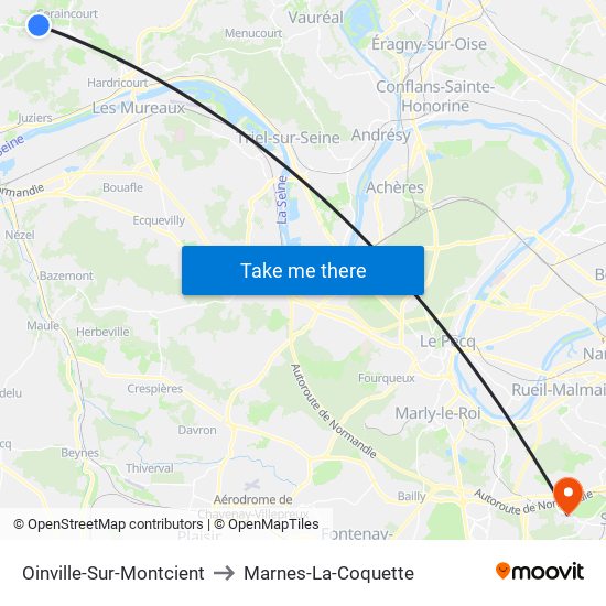 Oinville-Sur-Montcient to Marnes-La-Coquette map