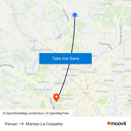 Persan to Marnes-La-Coquette map