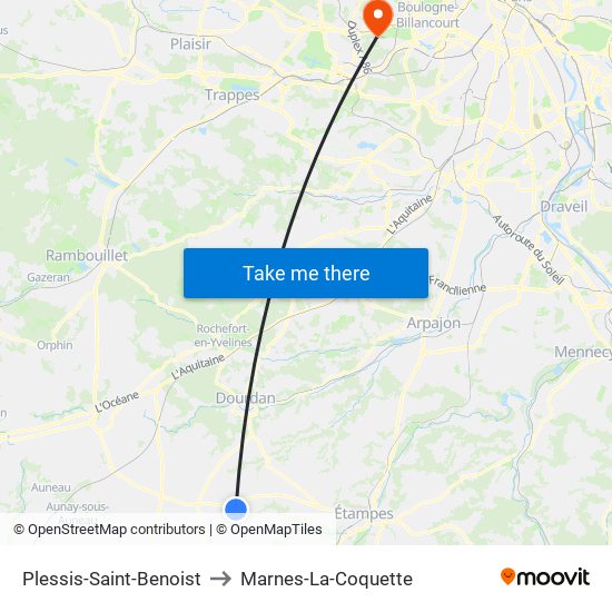 Plessis-Saint-Benoist to Marnes-La-Coquette map