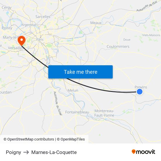 Poigny to Marnes-La-Coquette map