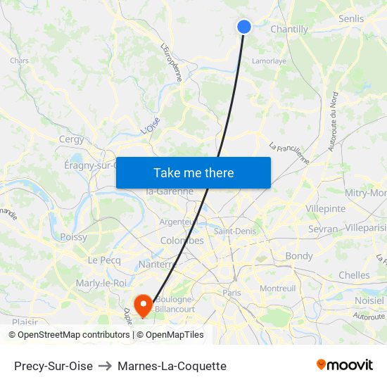 Precy-Sur-Oise to Marnes-La-Coquette map