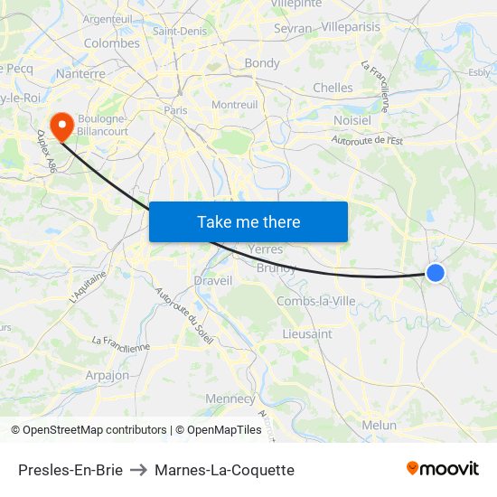 Presles-En-Brie to Marnes-La-Coquette map