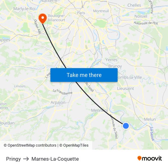 Pringy to Marnes-La-Coquette map