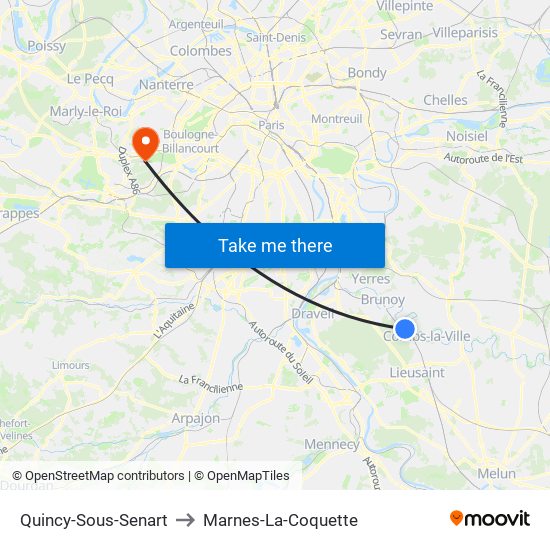 Quincy-Sous-Senart to Marnes-La-Coquette map