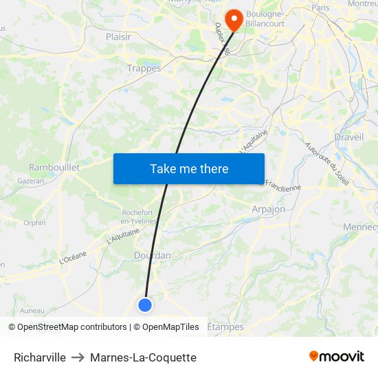 Richarville to Marnes-La-Coquette map