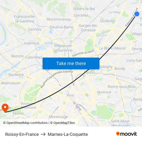 Roissy-En-France to Marnes-La-Coquette map