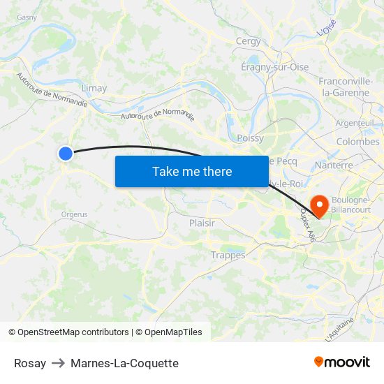 Rosay to Marnes-La-Coquette map