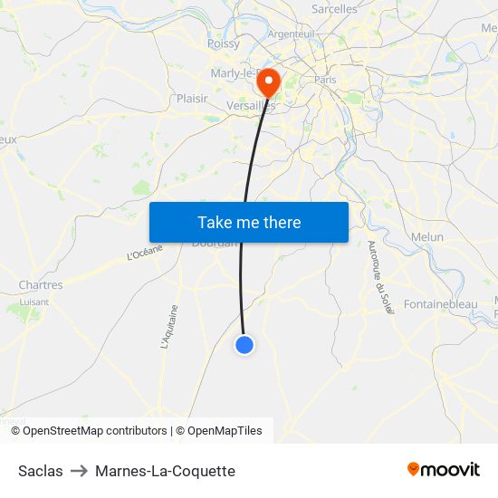 Saclas to Marnes-La-Coquette map