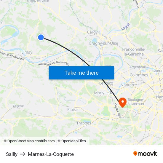 Sailly to Marnes-La-Coquette map