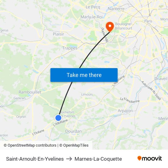 Saint-Arnoult-En-Yvelines to Marnes-La-Coquette map