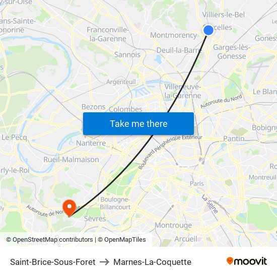Saint-Brice-Sous-Foret to Marnes-La-Coquette map