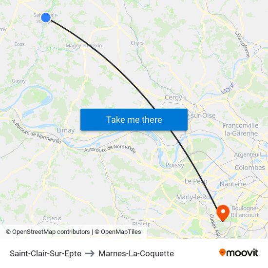 Saint-Clair-Sur-Epte to Marnes-La-Coquette map