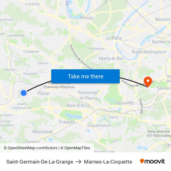 Saint-Germain-De-La-Grange to Marnes-La-Coquette map