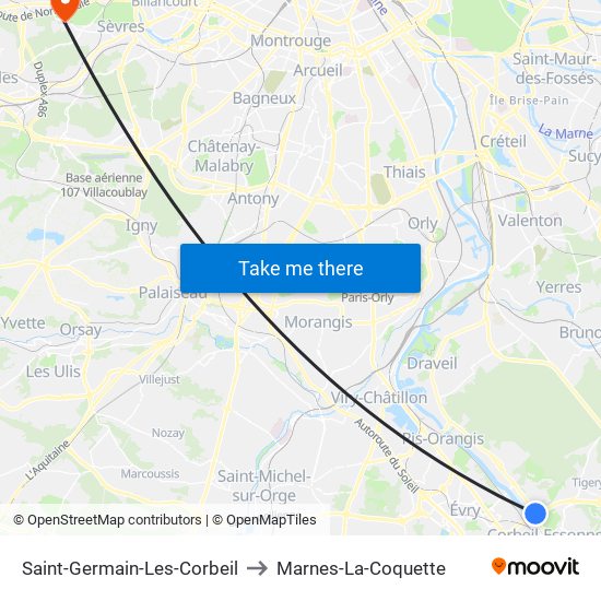 Saint-Germain-Les-Corbeil to Marnes-La-Coquette map