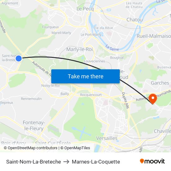 Saint-Nom-La-Breteche to Marnes-La-Coquette map