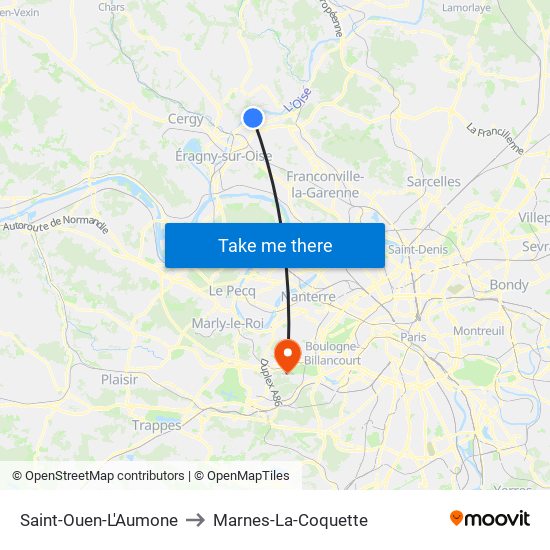 Saint-Ouen-L'Aumone to Marnes-La-Coquette map