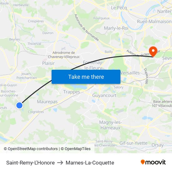 Saint-Remy-L'Honore to Marnes-La-Coquette map