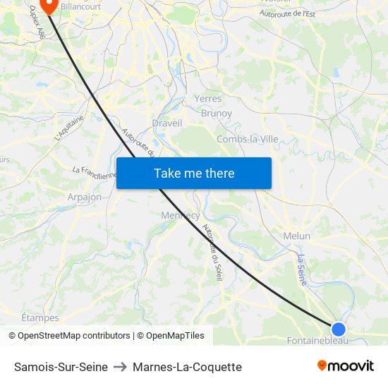 Samois-Sur-Seine to Marnes-La-Coquette map