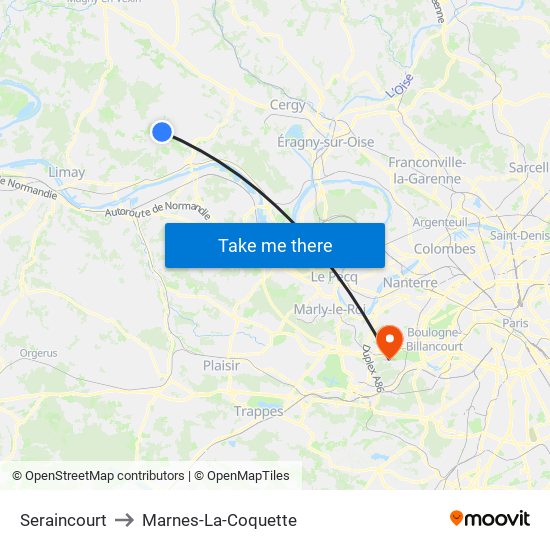Seraincourt to Marnes-La-Coquette map