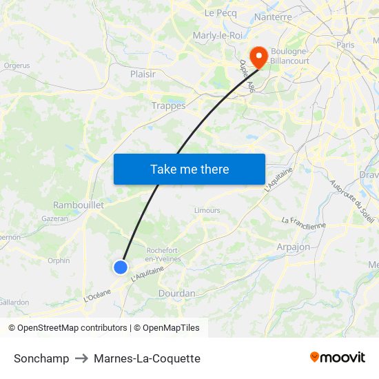 Sonchamp to Marnes-La-Coquette map
